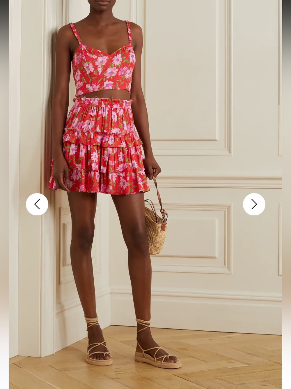 LoveShackFancy Floral Matching Skirt and Crop Top Set